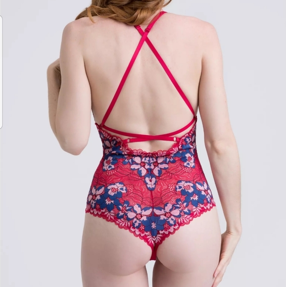 NEW Lovehoney Passion Flower Red Lace Teddy One Size 4-12 - Picture 3 of 6